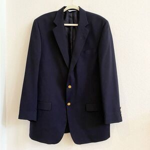 Joseph Feiss International Men Navy‎ Gold 100% Wool Blazer Sport Coat 42 Tall